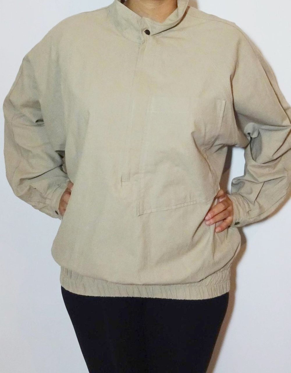 Beige Überziehjacke Herbst Übergangsjacke Windjacke Vintage 80er Gr. 42 Gr. 44 Gr. M Gr. L Gr. 42/44