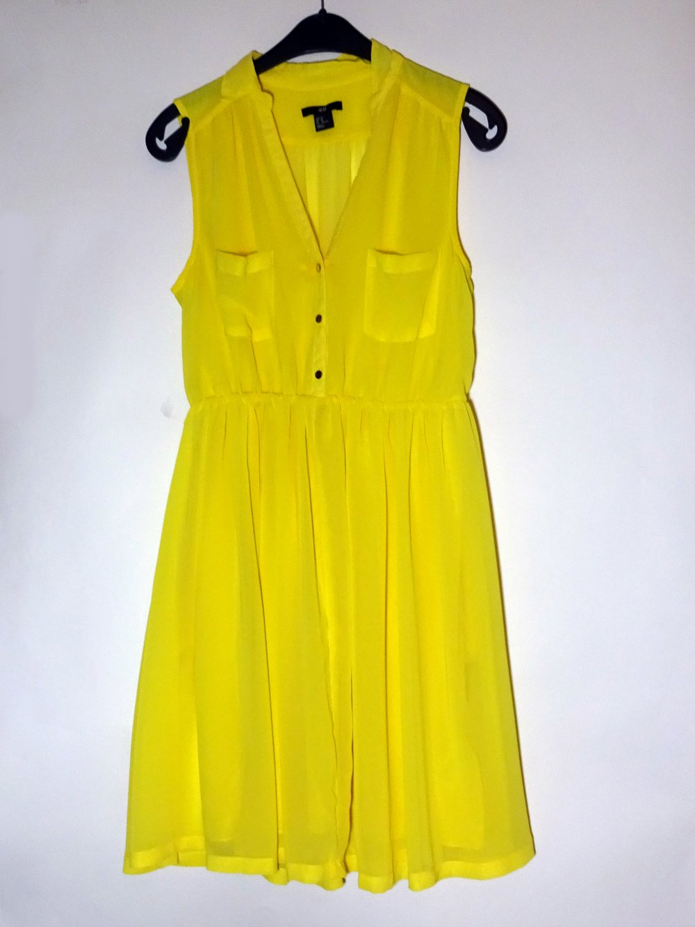 Gelbes Blusenkleid Sommer Sonne Chiffon Gr. 40 Gr. M