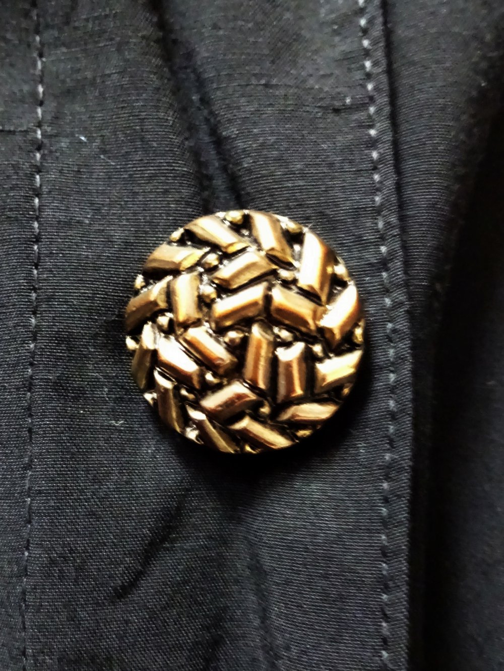Schwarze Vintage Bluse mit Ballonärmeln und goldenen Zierknöpfen 80er Oversize Gr. M Gr. 40 Gr. 42 Gr. 40/42