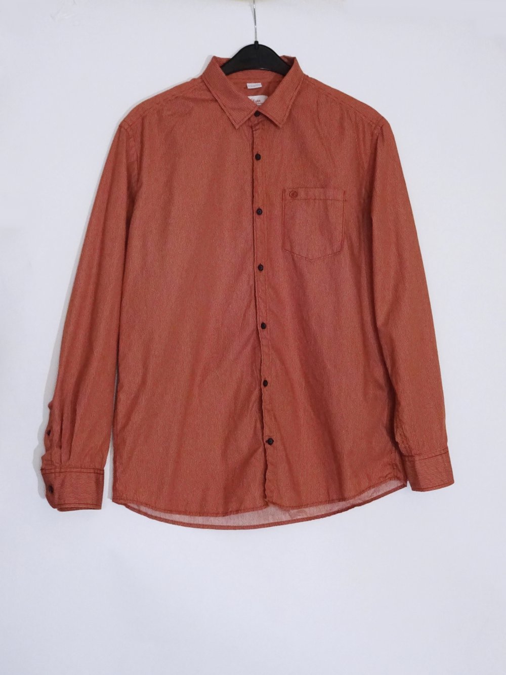 Rotes Hemd mit Nadelstreifen Herren Gr. L Regular Fit