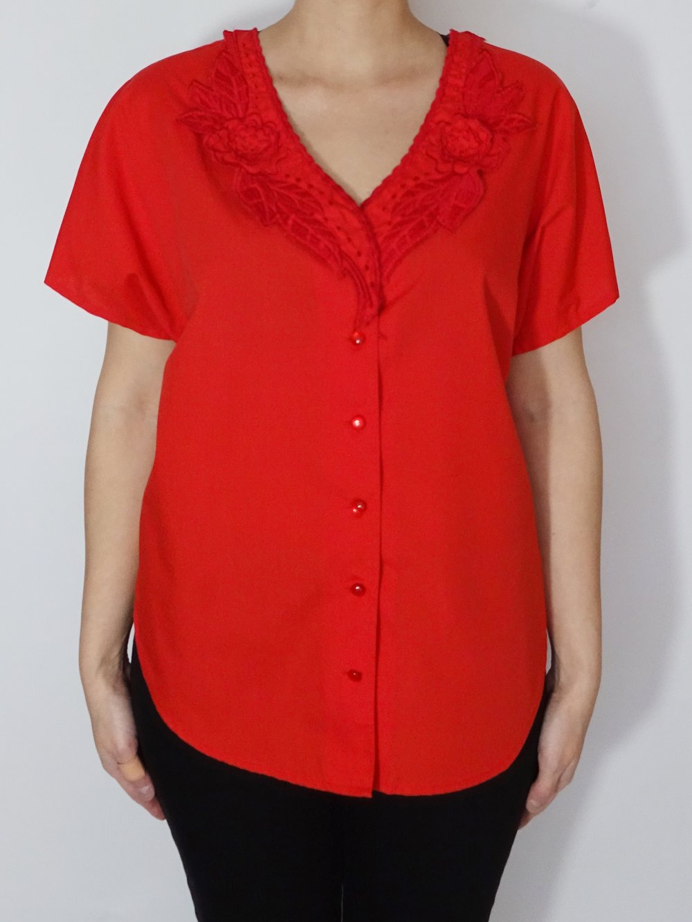 Rote Bluse True Vintage 80er Gr. M Gr. 40 Gr. 42 Gr. 40/42