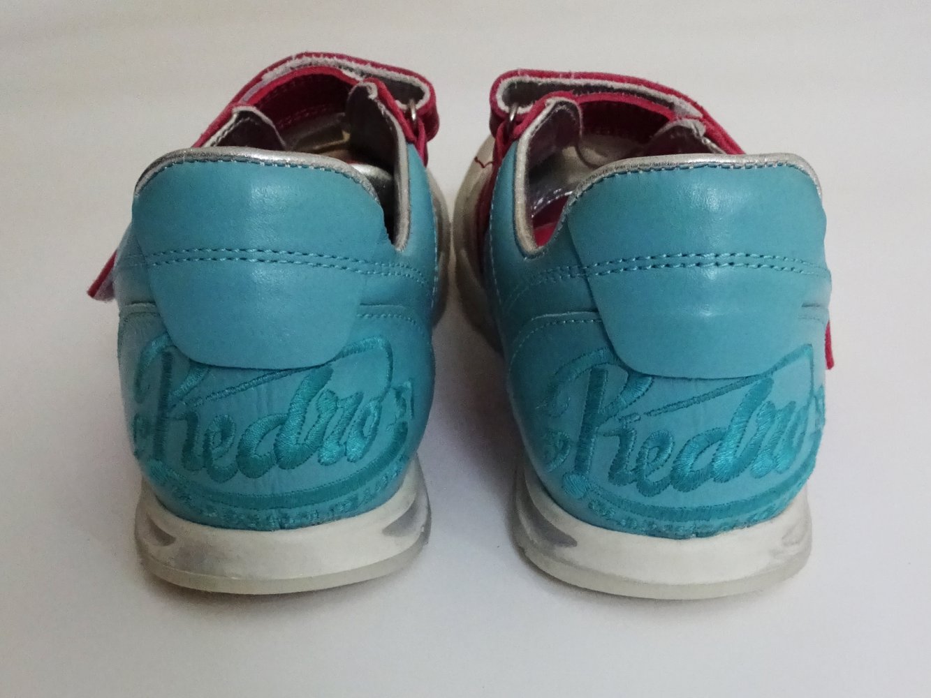 Bunte Sneaker Turnschuhe Sportschuhe Klettverschluss Oldschool Silber Pink Türkis Gr. 38