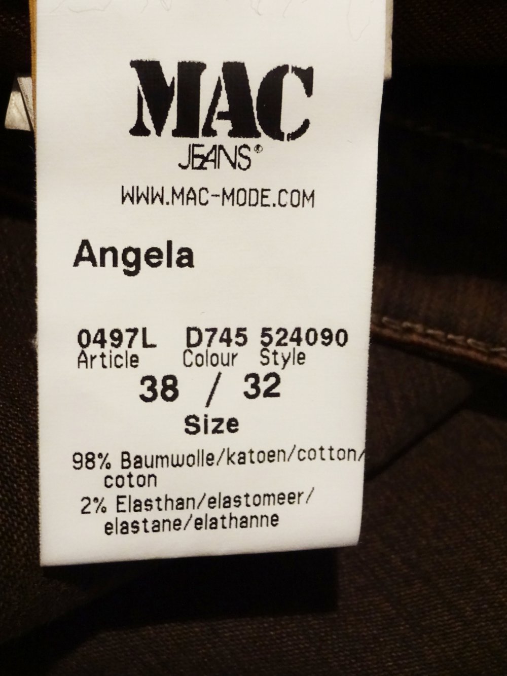 Braune Mac Jeans Angela Gr. M