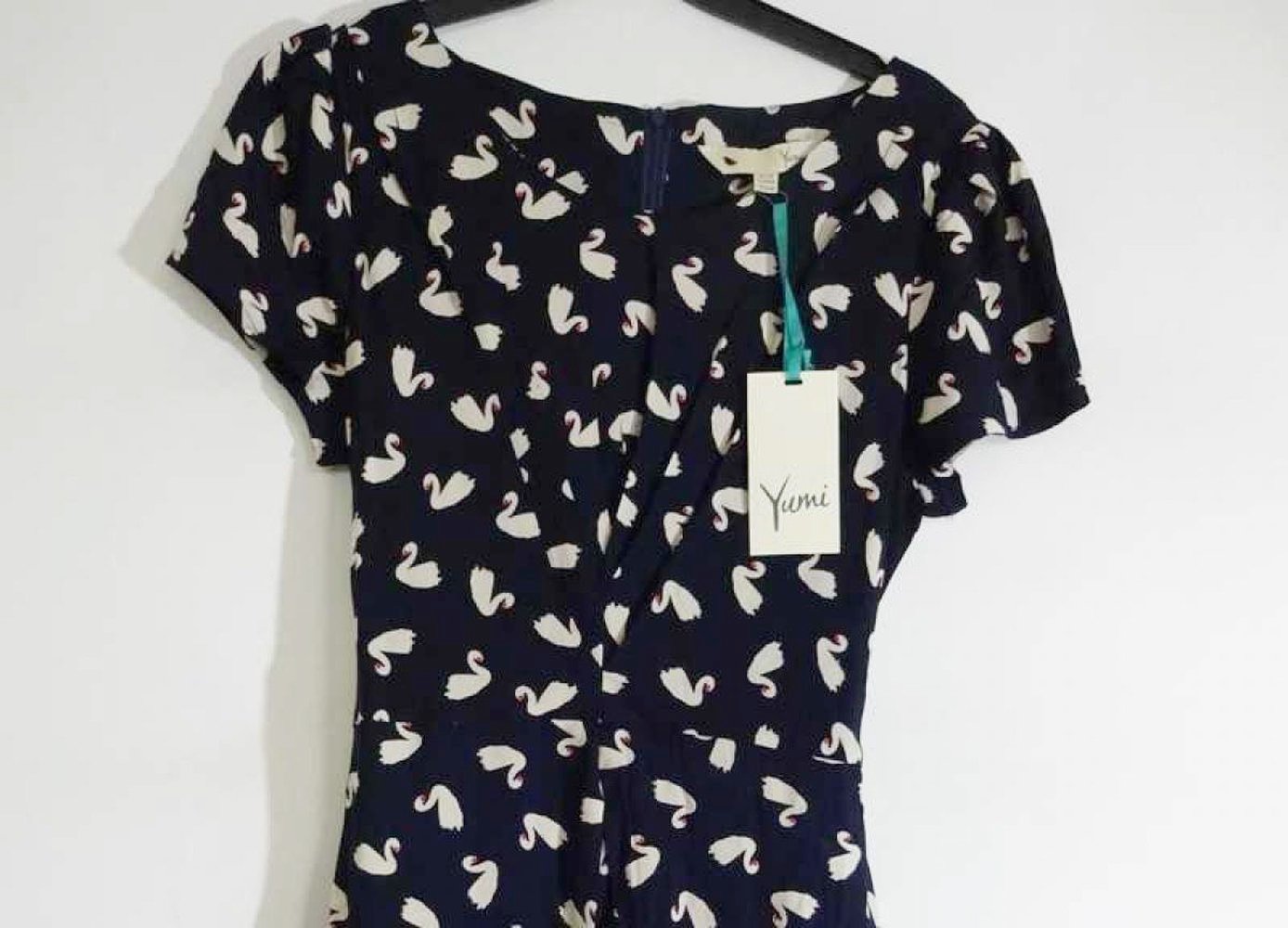 NEU Dunkelblaues Kleid mit Schwänen Yumi Gr. 40 Gr. 12 Gr. M
