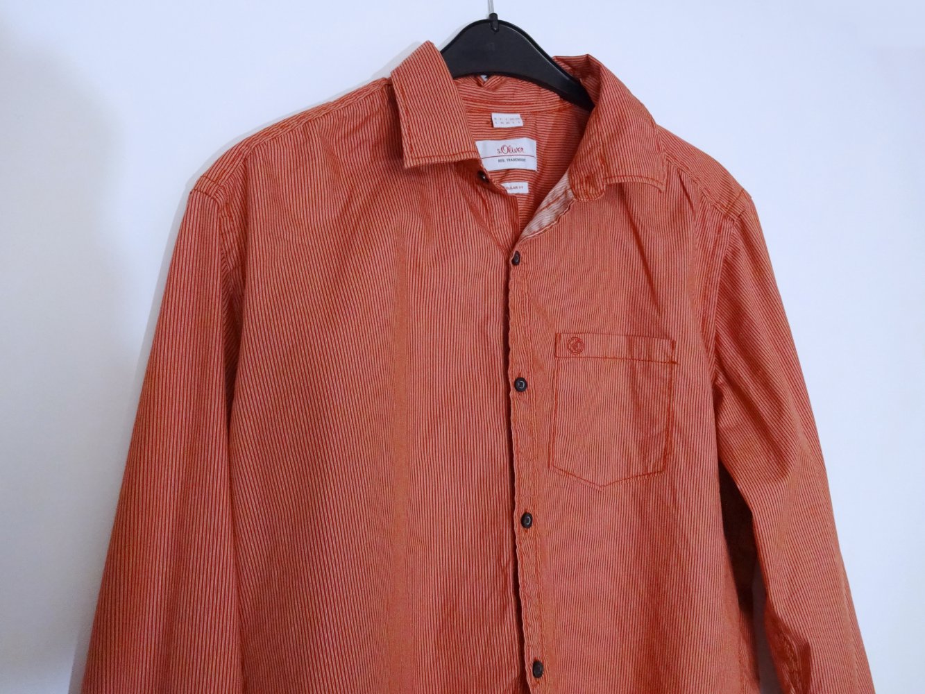 Rotes Hemd mit Nadelstreifen Herren Gr. L Regular Fit