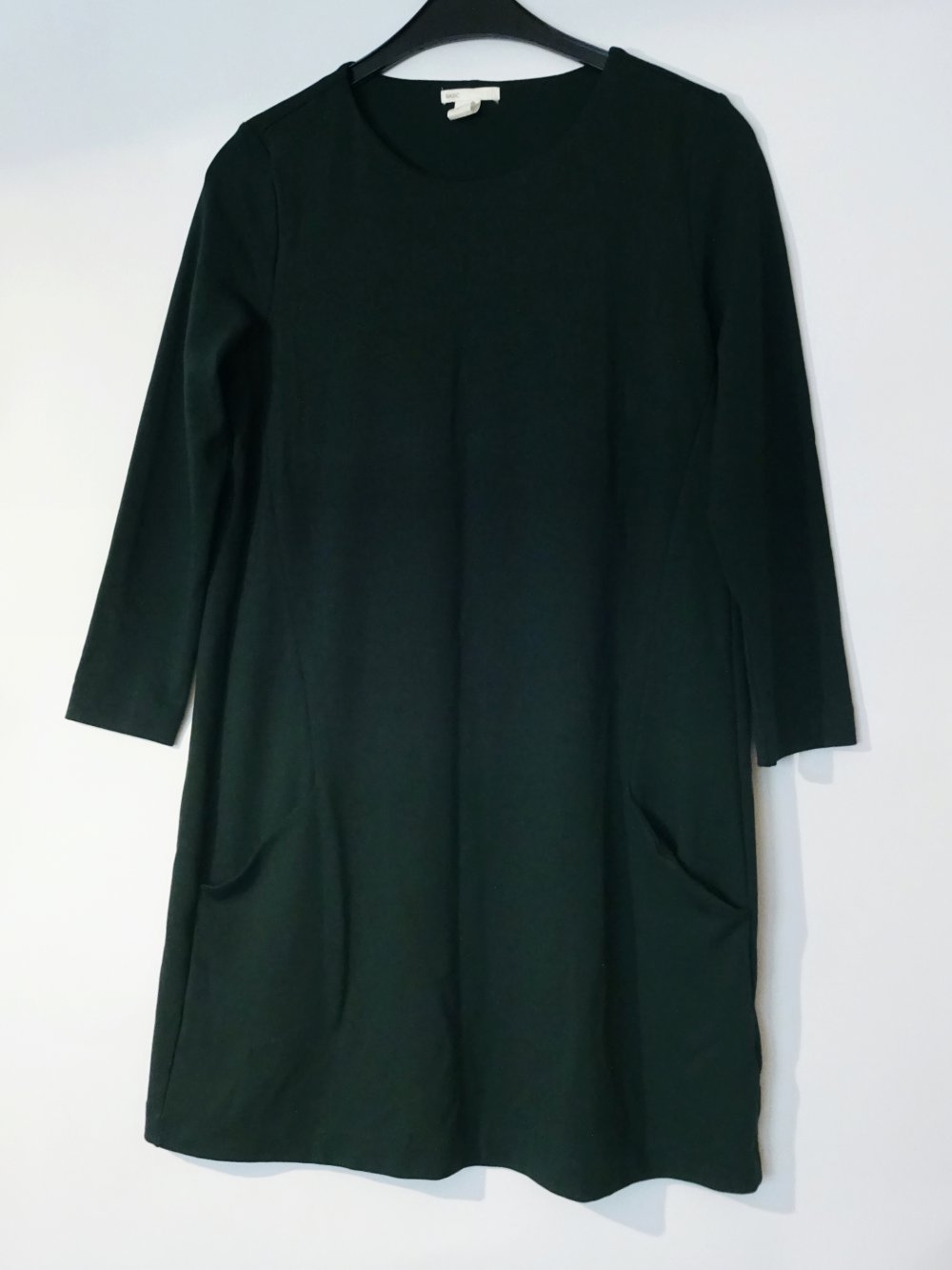 Grünes Basic Kleid Herbst Winter Taschen Gr. 42 Gr. M