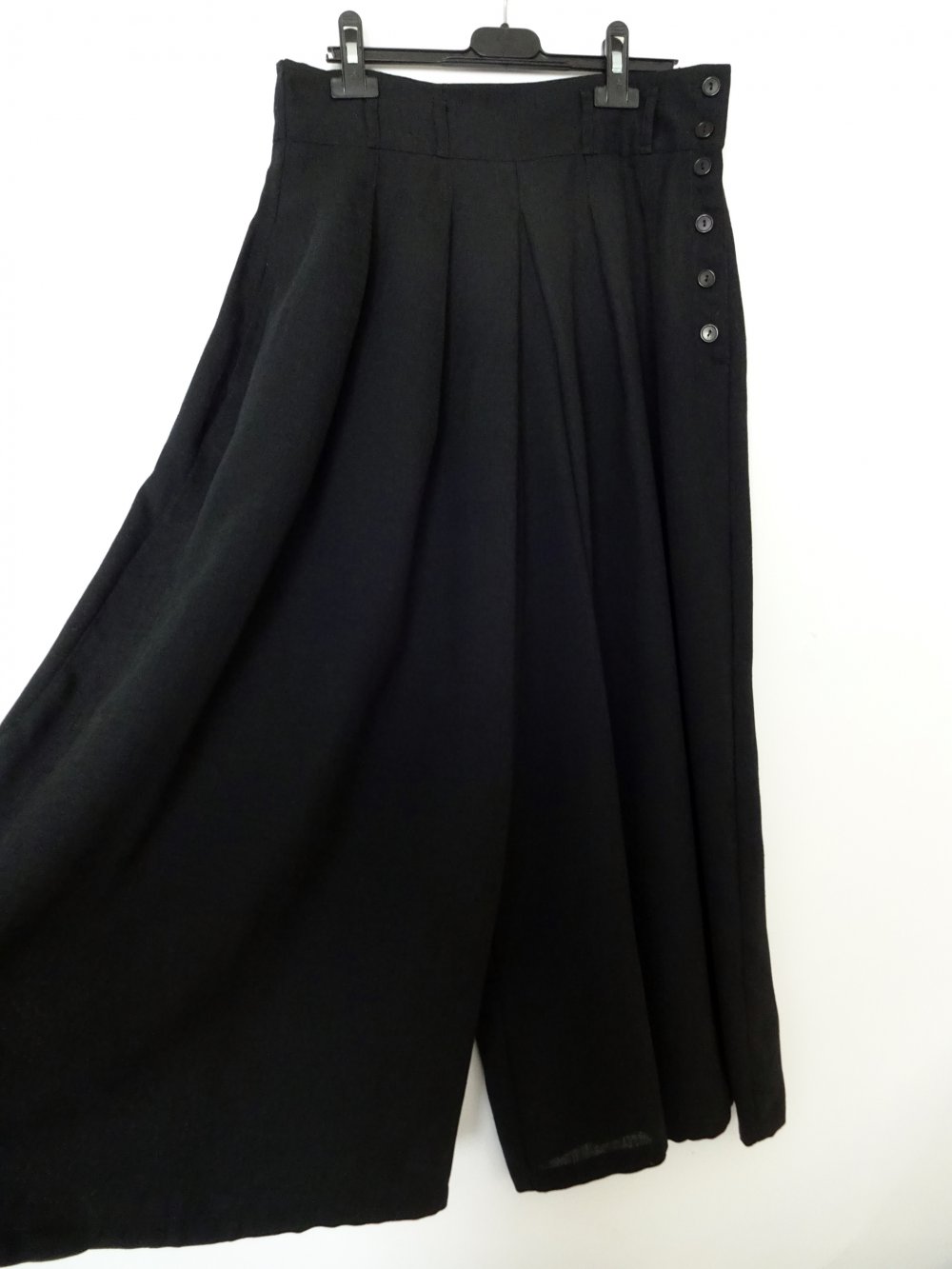 Schwarzer Vintage Hosenrock 80er 90er High Waist Bundfalten Gr. 40 Gr. M