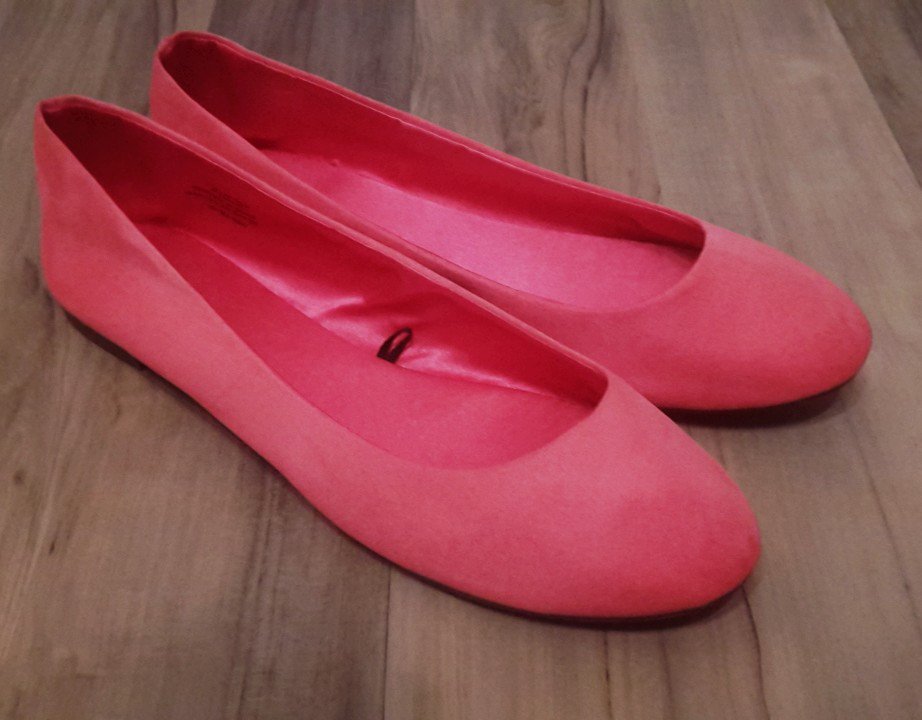 h&m Damen Ballerinas Gr 38/5 rosa pink Wildleder Optik Ballerina Slipper wie NEU