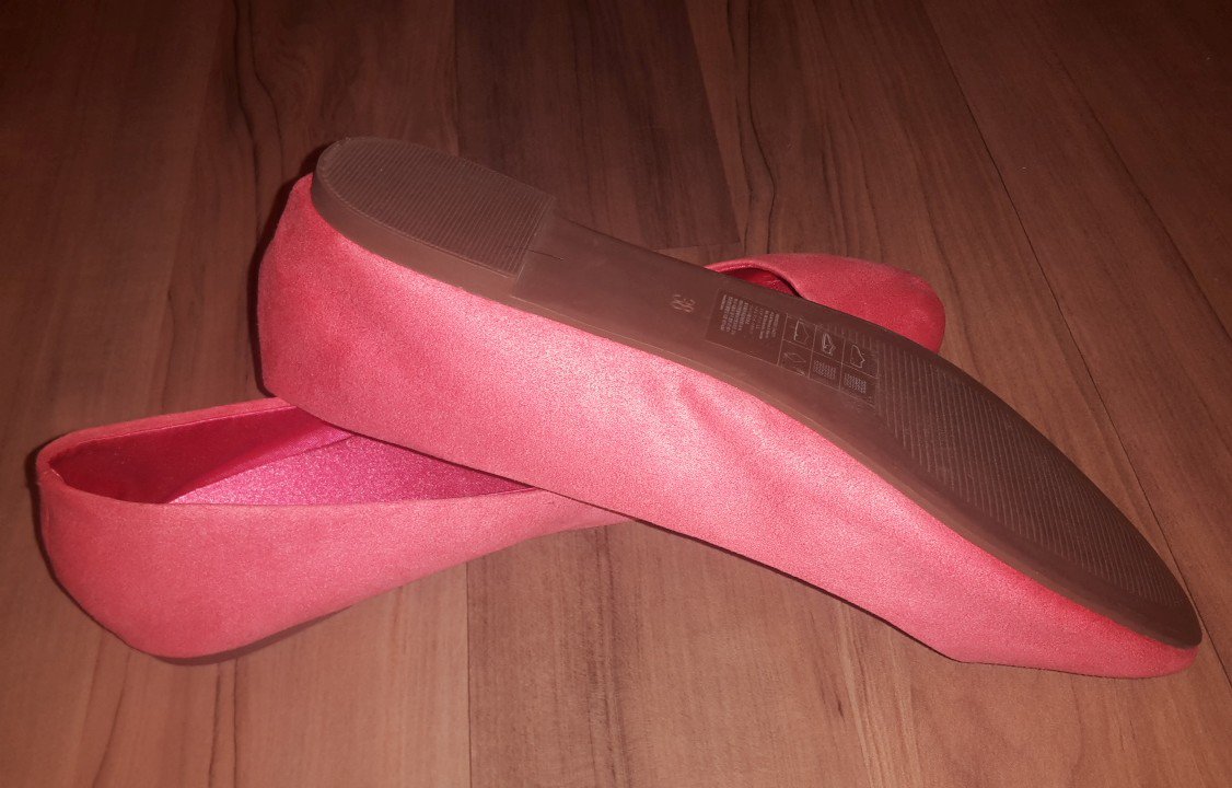 h&m Damen Ballerinas Gr 38/5 rosa pink Wildleder Optik Ballerina Slipper wie NEU
