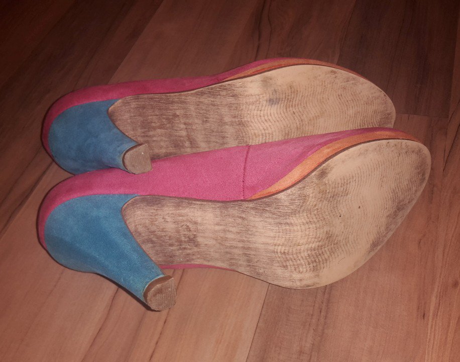 ausgefallene Marco Tozzi High Heels Pumps Plateau pink rosa orange türkis bunt knallig Damenschuhe Gr 40