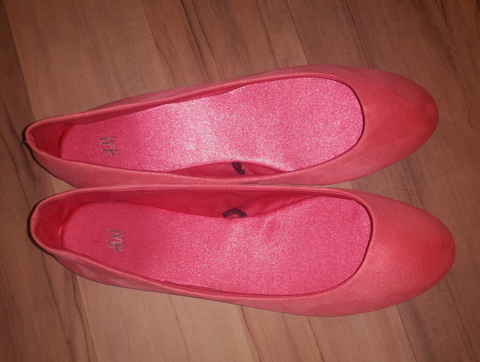 h&m Damen Ballerinas Gr 38/5 rosa pink Wildleder Optik Ballerina Slipper wie NEU