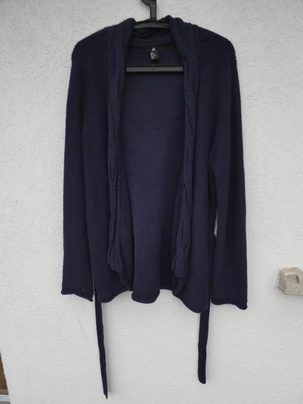 H&M – Damen Grobstrick-Cardigan, dunkelblau - Gebraucht,  fast wie neu