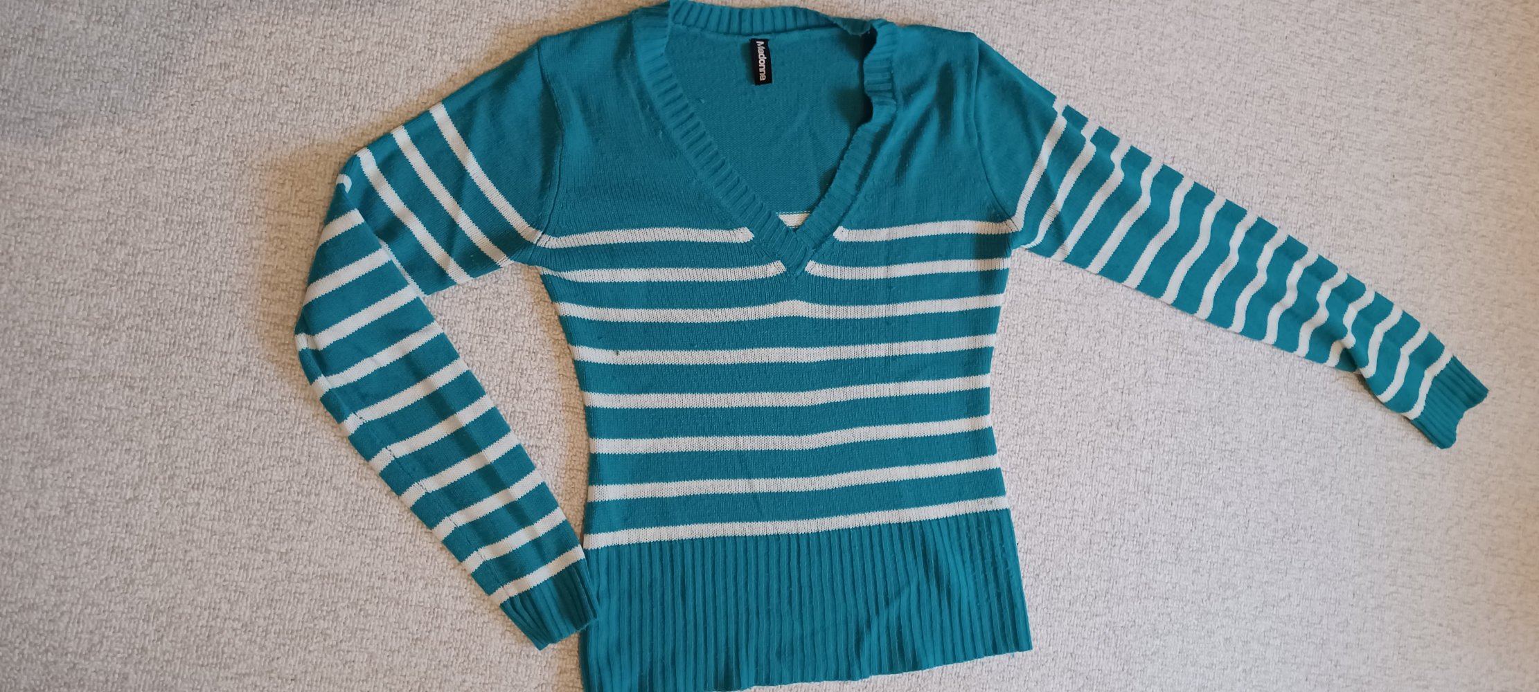 Damenpullover blau weiss