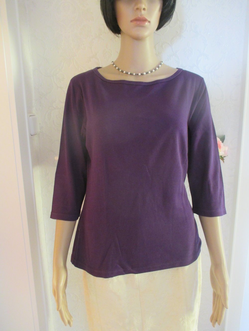 NEUw Klassisch modern Dreiviertel Arm Basic Bodycon T-  Shirt 