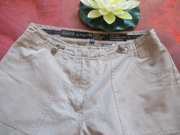 NEUw Marlene- Style Chino Cargo Schlag- Hose ''STREET ONE'' Mascha long Gr. 34- 36/ XS- S noisette