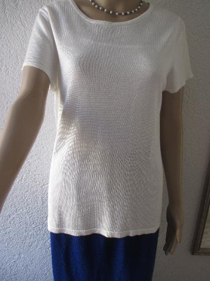 NEUw * Edel * Original VINTAGE * DESIGNER * seidig * mercerisiert * Baumwolle * Kurzarm * Feinstrick * Pullover * Gr. 40- 42/ M * weiß *