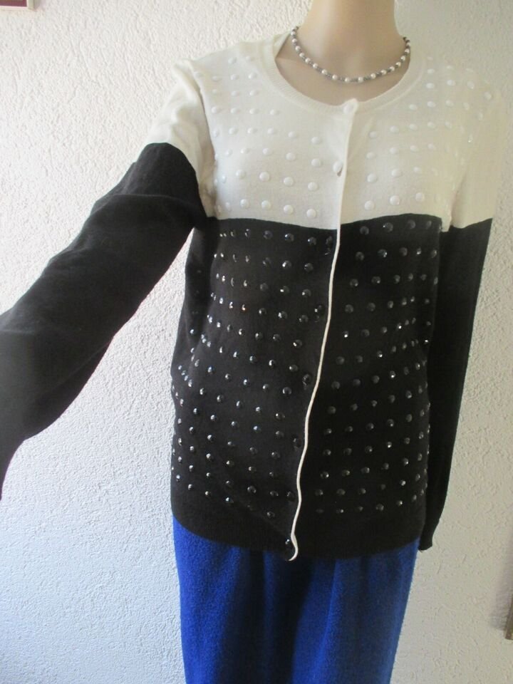 NEU * Edel * Glitzer- Steine * Punkte * Kaschmir * Wolle * Fein- Strick- Jacke * Strickjacke * Cardigan 