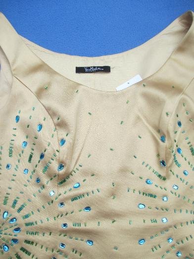 NEU mit ETIKETT * Abend * Anlass * Glitzer * Swarovski * Strass * Kristalle * Steine * Stäbchen * Stickerei * Seiden * Satin * Mieder * Bluse * Bustier * Corsage * Corp * Kurz * Top ''VERA MONT'' Gr. 36- 38/ S * gold * aqua- türkis * smaragd- grün *