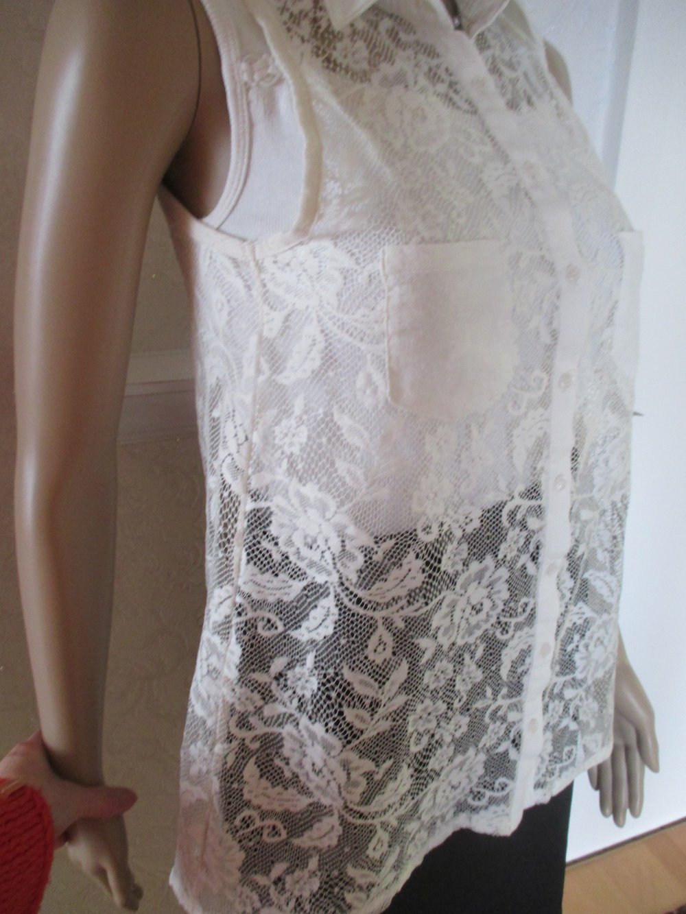 NEU * Ausgeh * Lace Spitze * DESIGNER * Romantik * ärmellos * Blusen * Top 