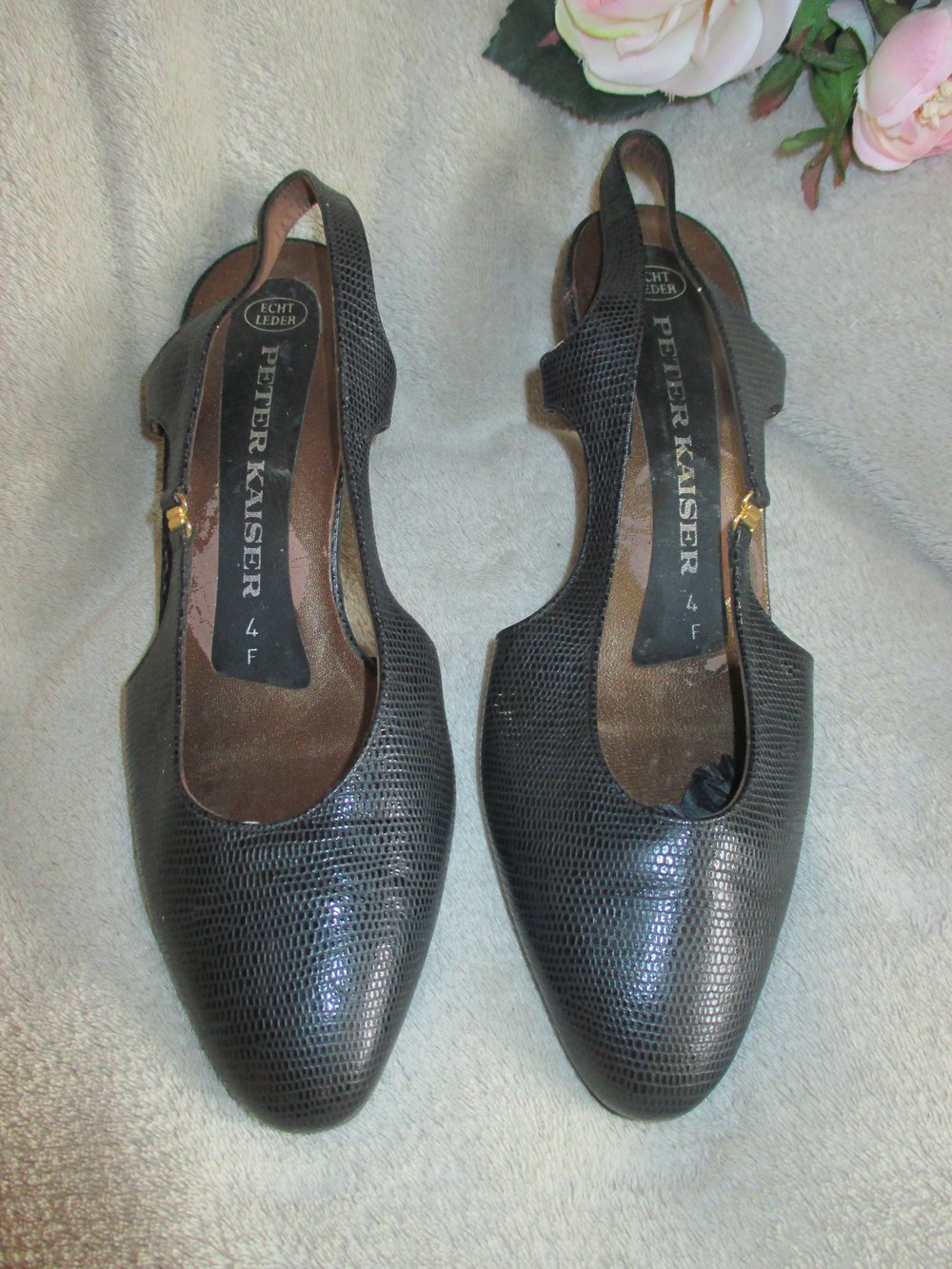 Original VINTAGE * Echt Leder * High Heels * Slingbacks * Sling Pumps * Schuhe 