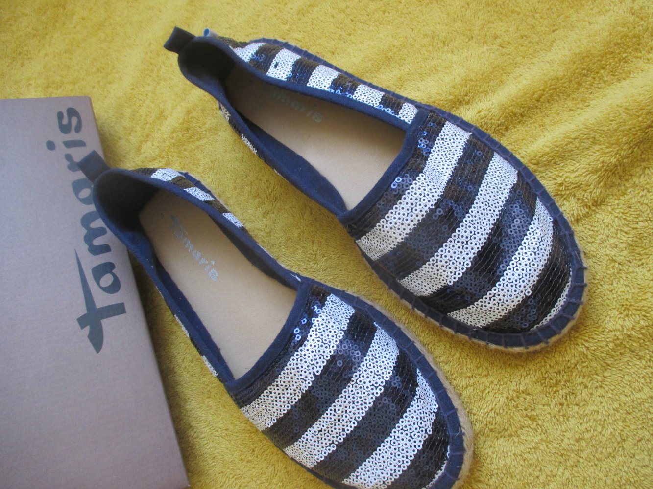 NEU * Edel * Marine * Maritim * Sailor * Navy * Glitzer- Pailletten * Streifen * Espadrilles * Schlüpf- Schuhe 
