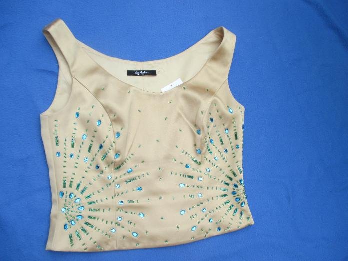 NEU mit ETIKETT * Abend * Anlass * Glitzer * Swarovski * Strass * Kristalle * Steine * Stäbchen * Stickerei * Seiden * Satin * Mieder * Bluse * Bustier * Corsage * Corp * Kurz * Top ''VERA MONT'' Gr. 36- 38/ S * gold * aqua- türkis * smaragd- grün *