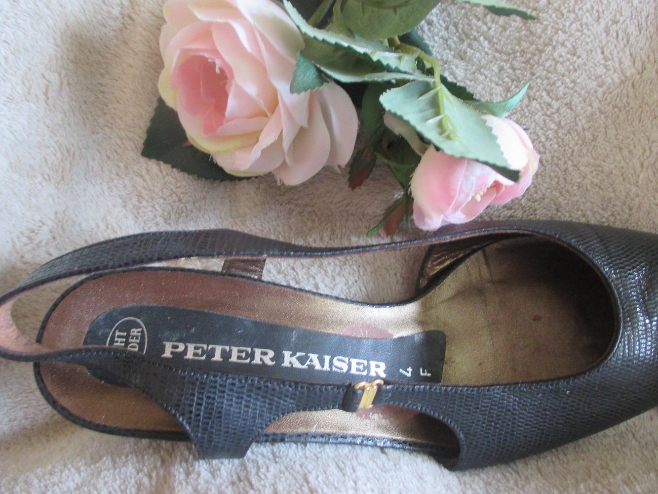 Original VINTAGE * Echt Leder * High Heels * Slingbacks * Sling Pumps * Schuhe 