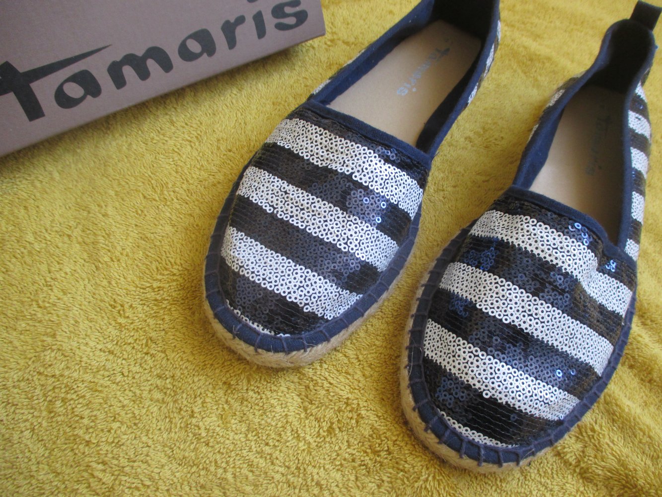 NEU * Edel * Marine * Maritim * Sailor * Navy * Glitzer- Pailletten * Streifen * Espadrilles * Schlüpf- Schuhe 