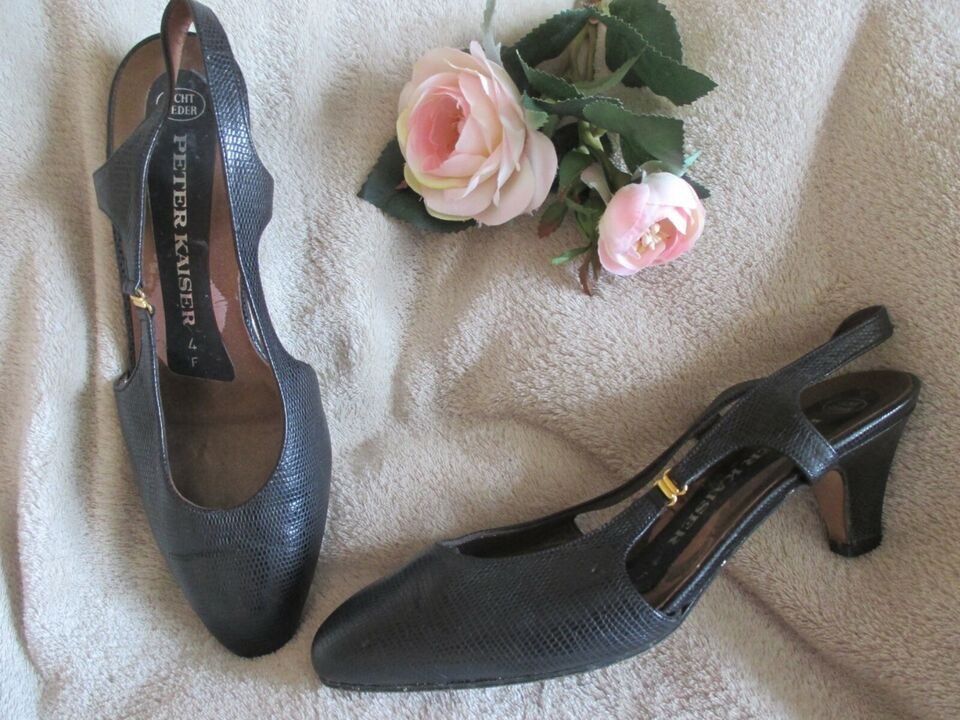 Original VINTAGE * Echt Leder * High Heels * Slingbacks * Sling Pumps * Schuhe 