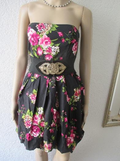  NEU * Sexy * Rockabilly- Style * Rosen * Blüten * Romantik * Bustier * Mini * Kleid 