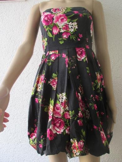  NEU * Sexy * Rockabilly- Style * Rosen * Blüten * Romantik * Bustier * Mini * Kleid 