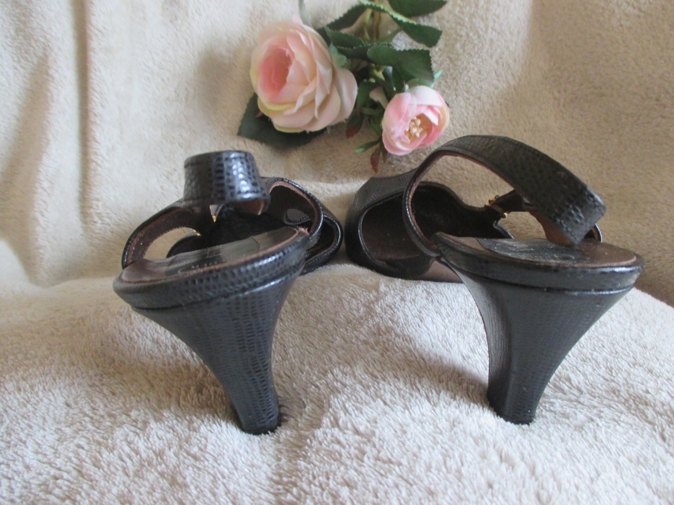 Original VINTAGE * Echt Leder * High Heels * Slingbacks * Sling Pumps * Schuhe 