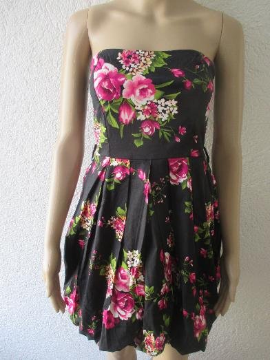  NEU * Sexy * Rockabilly- Style * Rosen * Blüten * Romantik * Bustier * Mini * Kleid 