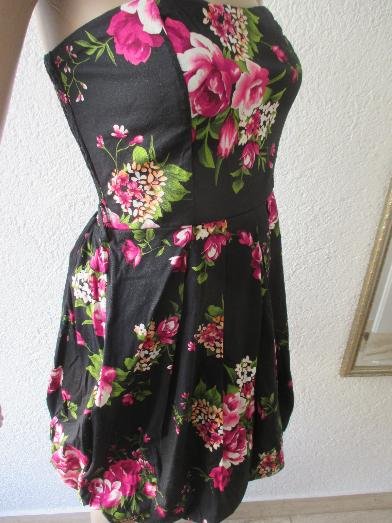  NEU * Sexy * Rockabilly- Style * Rosen * Blüten * Romantik * Bustier * Mini * Kleid 