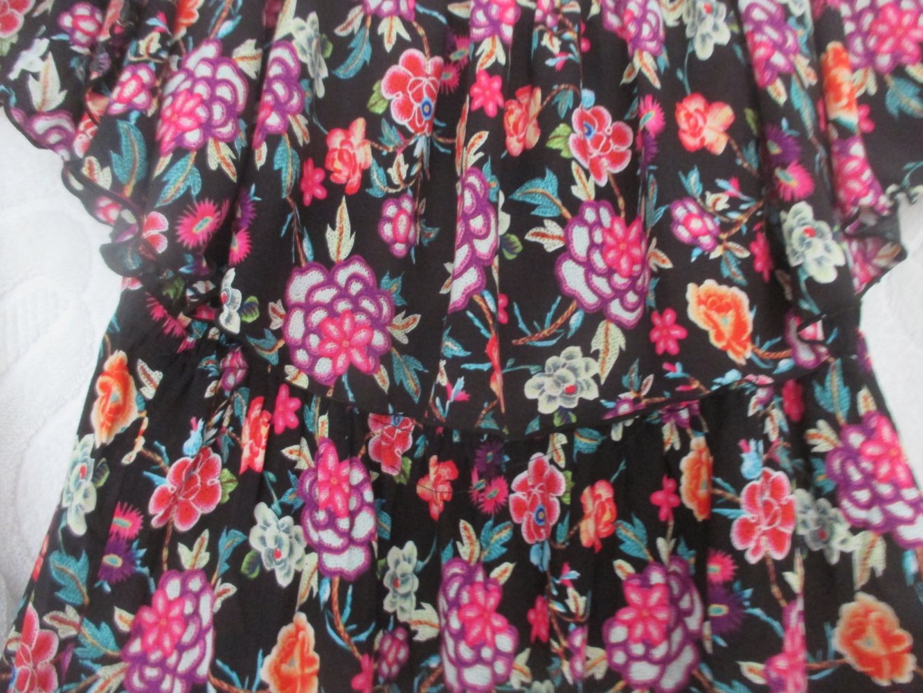 NEU * Stylisch * Coachella * Festival * Hippie * Beach * Strand * Blumen * Blüten * Flower- Power * Print * Carmen * Off Shoulder * langes * Long * Maxi * Kleid 