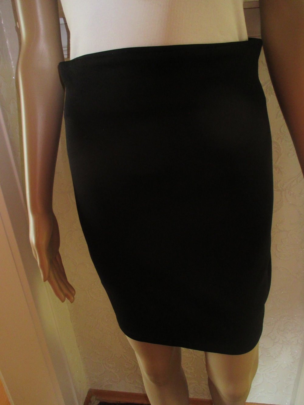 NEU DESIGNER High Waist Shift Sekretärinnen Strech Mini Rock Grösse 34- 36 XS- S schwarz Gothic