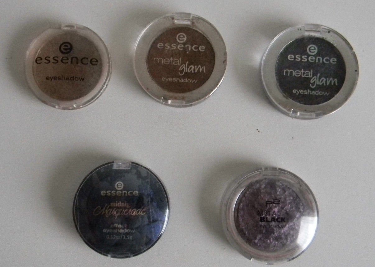 ESSENCE Glitze EYESHADOW Lidschatten METAL glam midnight P2 black braun grau / schwarz dunkelblau lila violett flieder 