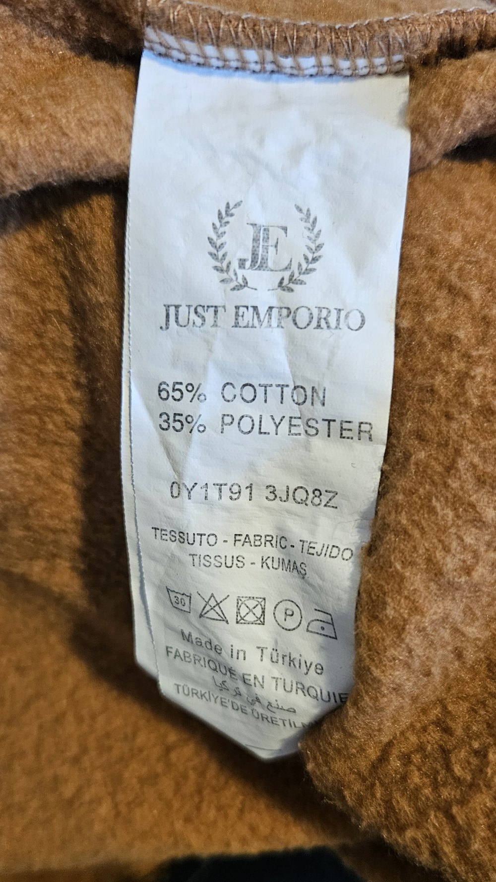 Collegejacke Just Emporio karamell