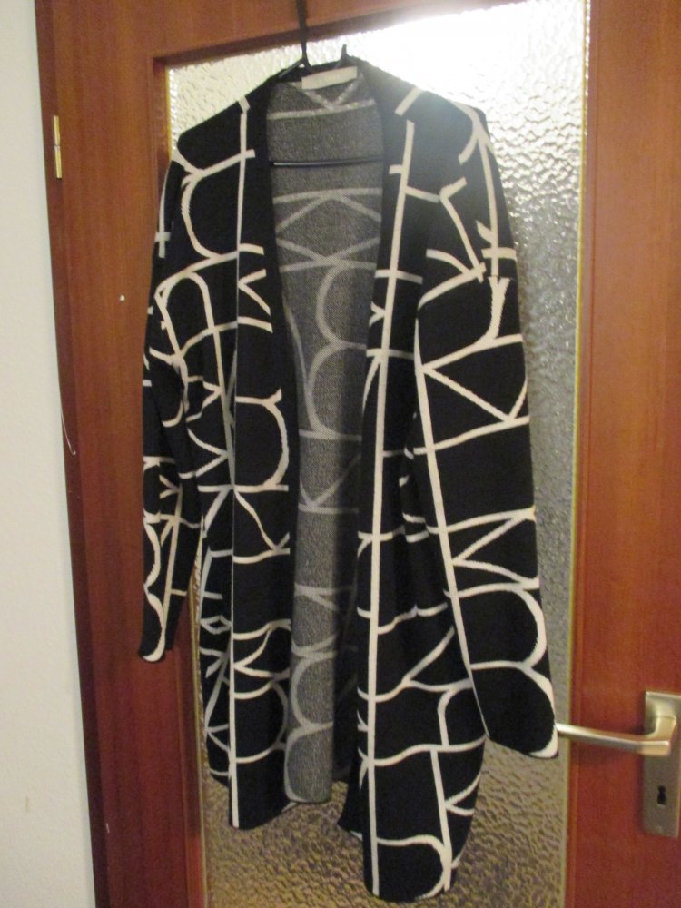 strickjacke schwarz weiß gr. 48 