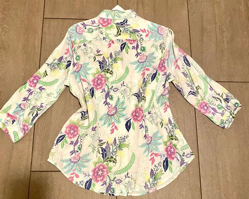 NEU Damen Bluse Leinen Sommer Gr.40 in Weiß von Adagio P.39,99€