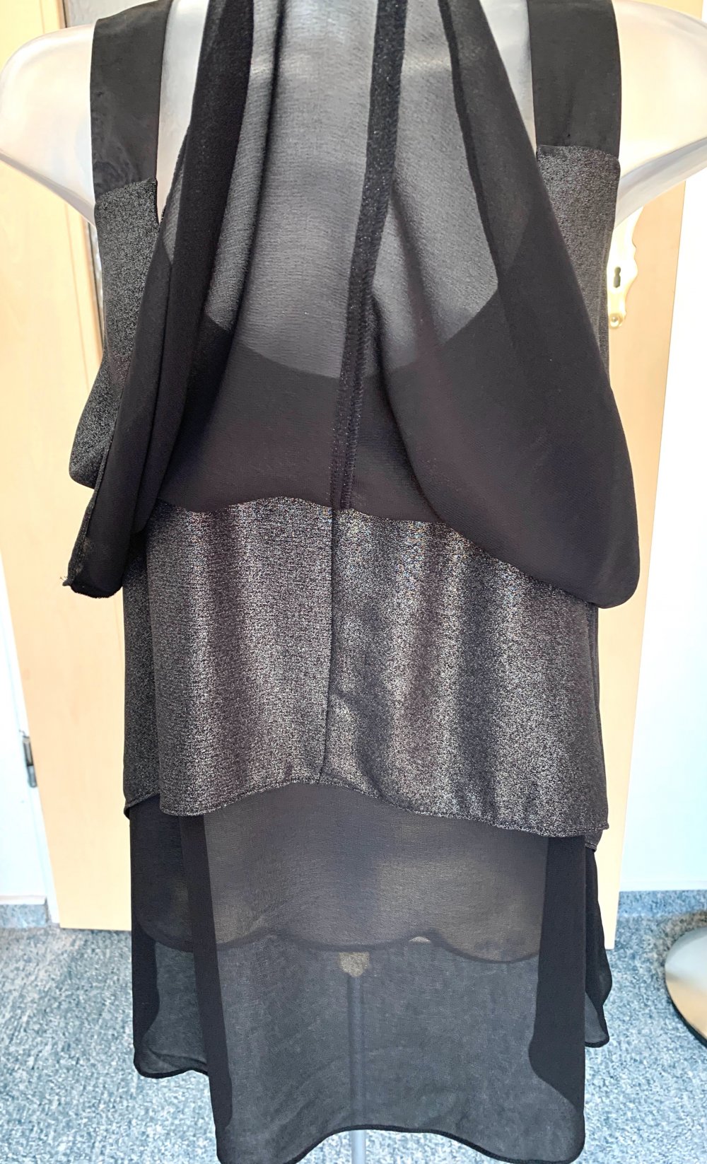 Damen Bluse Abend Lagenlook Volants Gr.M/L in Schwarz NW