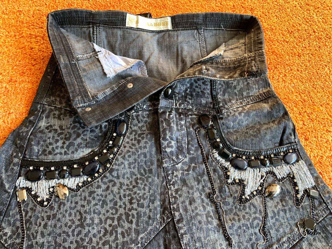 Damen Rock Jeans Gothik GR.34 in Schwarz/Grau von ROSA & ROSE 