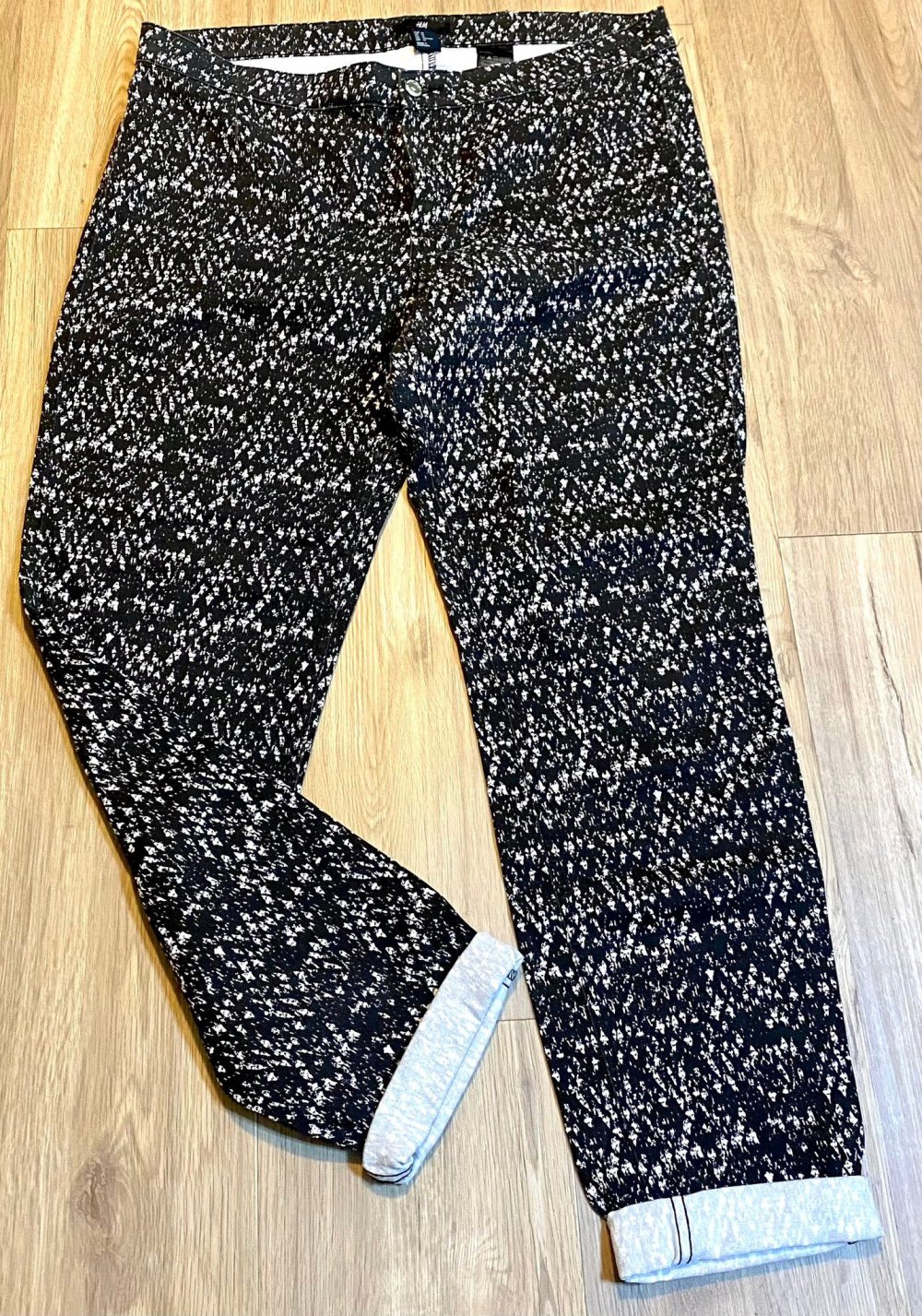 Damen Jeans Stretch Hose Sommer Gr.44 in Schwarz/Weiß von H&M 