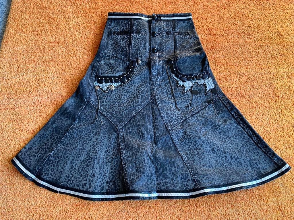 Damen Rock Jeans Gothik GR.34 in Schwarz/Grau von ROSA & ROSE 