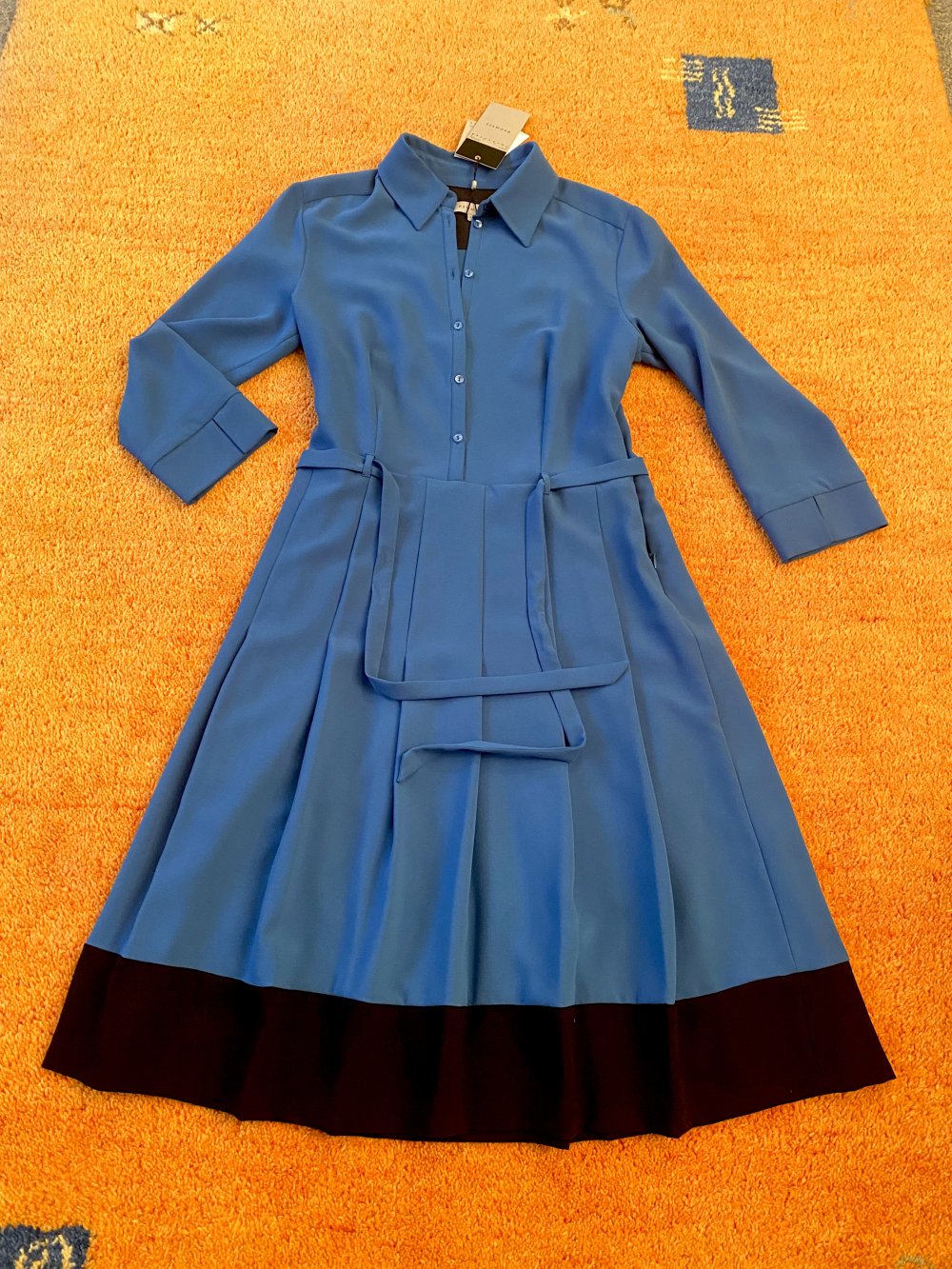 NEU Damen Kleid Promiss Gr.38 Blau/Schwarz Vintage Stil Faltenrock 