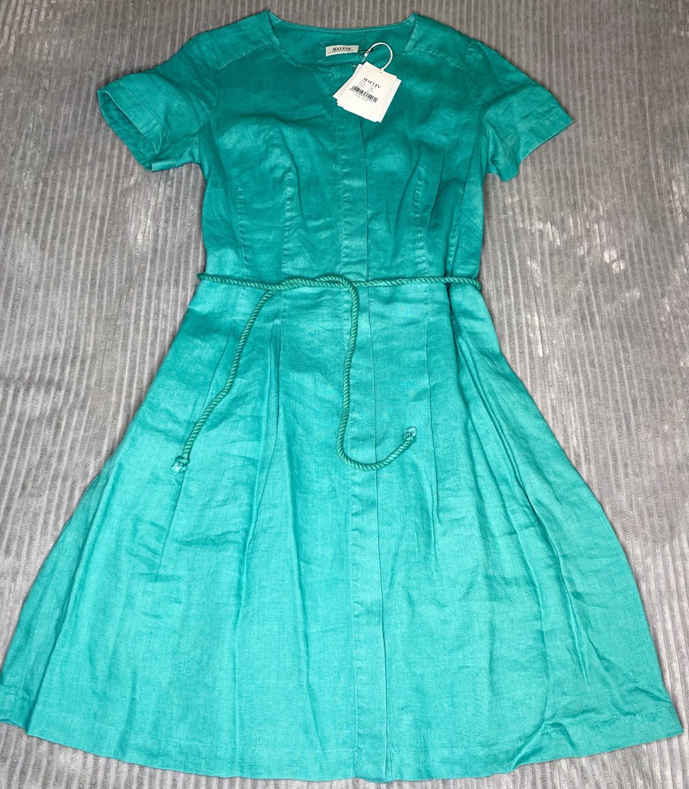 NEU Damen Sommerkleid Gr.40 in Grün von Monari 100% Leinen Tailliert & stilvoll 