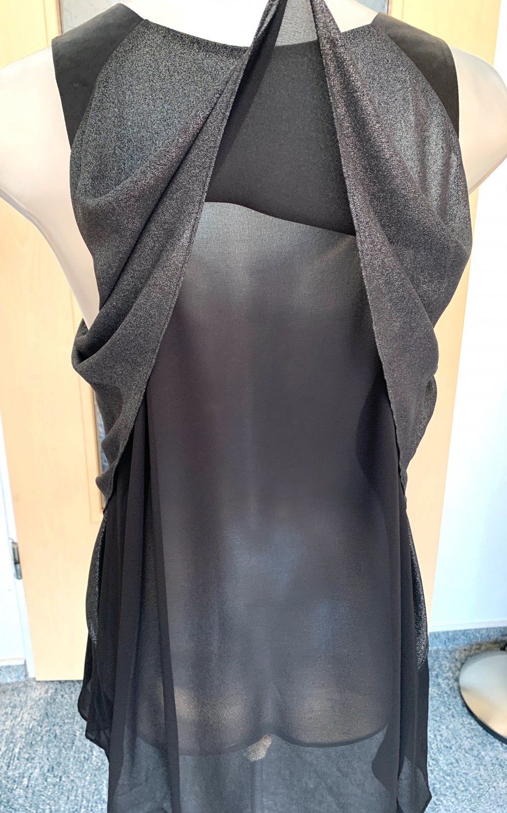 Damen Bluse Abend Lagenlook Volants Gr.M/L in Schwarz NW