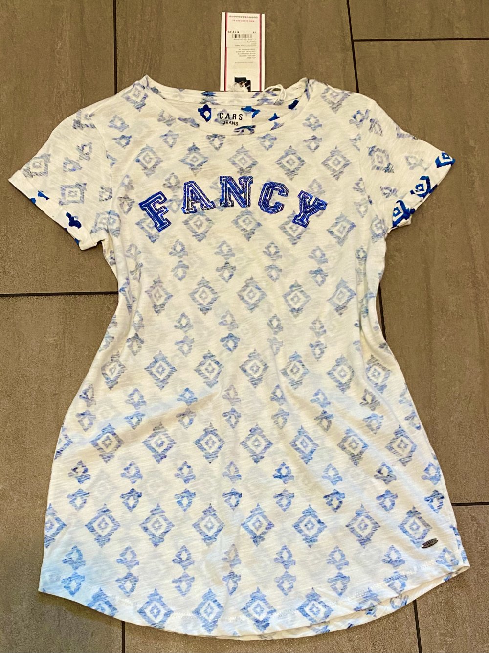 NEU Damen Shirt mit Pailletten Print Gr.XS Weiß Cars Jeans ✨ 