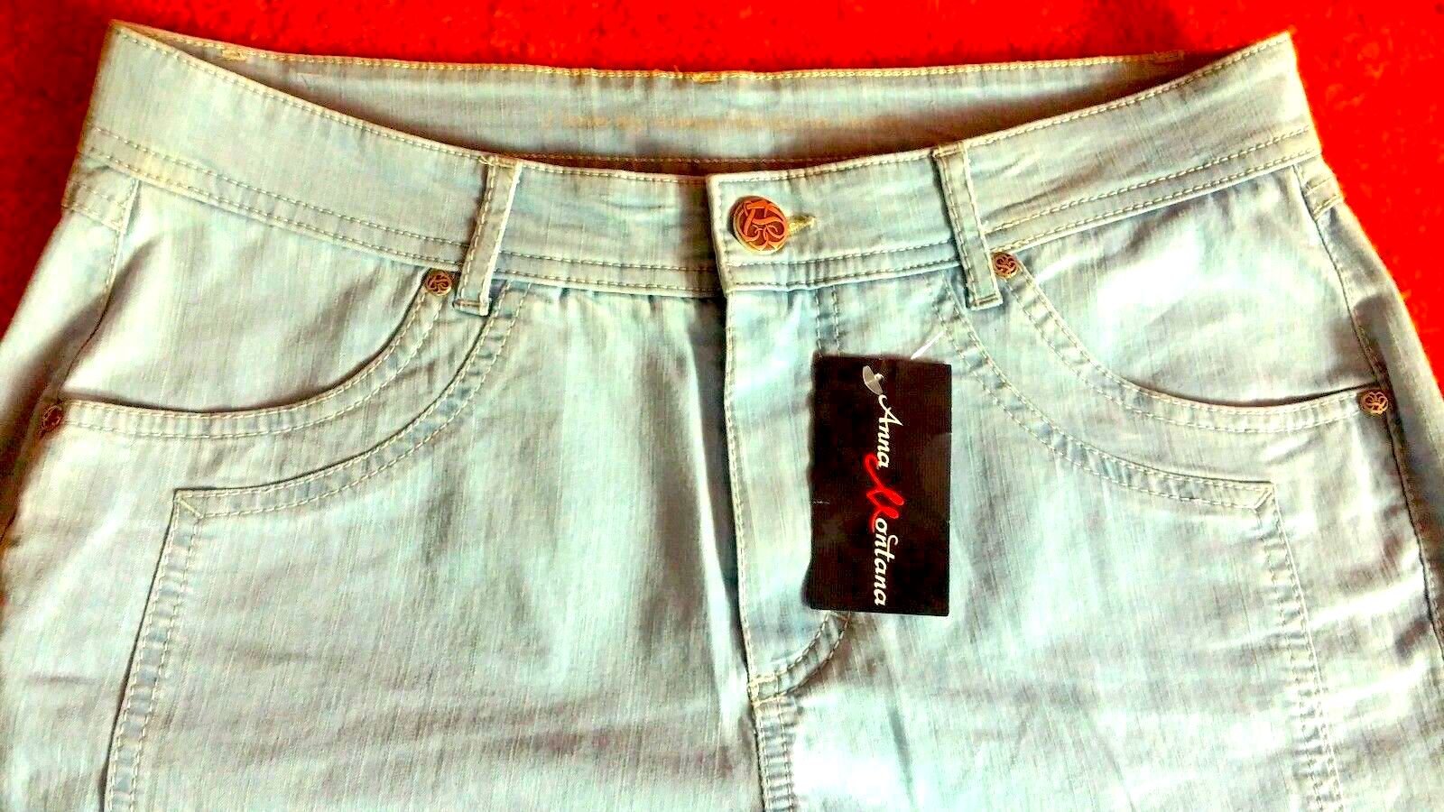 NEU Damen Hose Trendy Capri Jeans Stretch Gr.42 in Blau Denim von ANNA MONTANA 