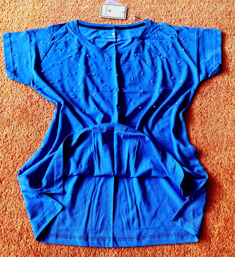 NEU Damen Shirt Perlen Verzehr Gr.L in Blau von Basefield P.25,99€ 